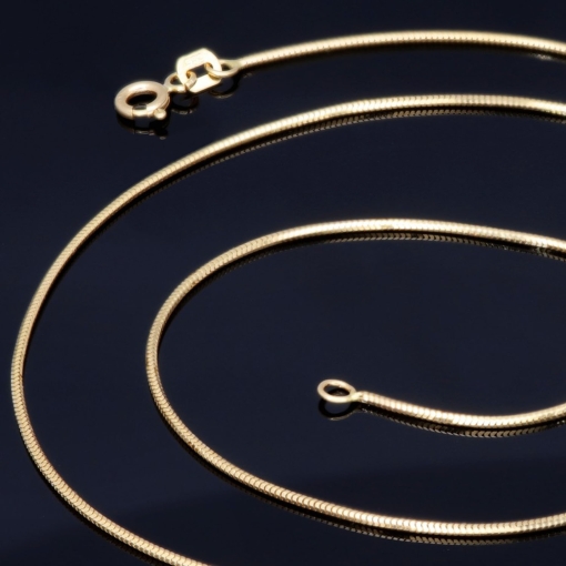 Edle Schlangenkette für Damen aus glänzendem 585er (14k) Gold in ca. 50cm, 1mm