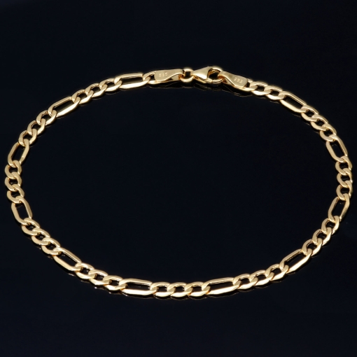 Edles Figaro Armband in hochwertigem 585 14k Gold, ca. 2,5mm breit, 20cm lang