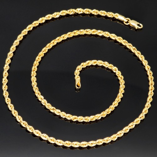 Kurze, funkelnde Kordelkette in ca. 45cm Länge aus edlem 14K 585 Gold ca. 2,5mm Breite