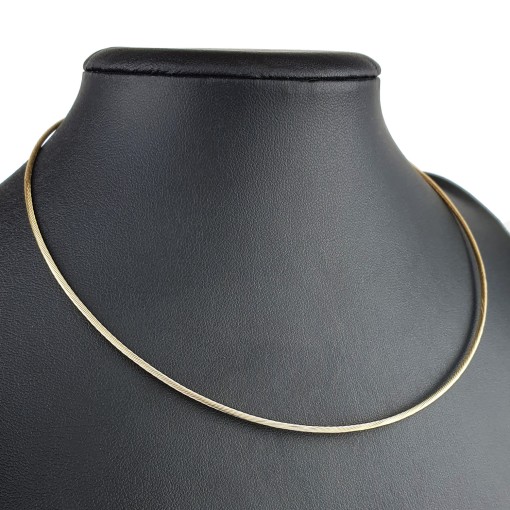 Eleganter Halsreif / Collier / Schnur mit feinem Muster aus edlem Gold (14K / 585 Gelbgold, ca. 7,6g) Goldreif in ca 41 cm Länge