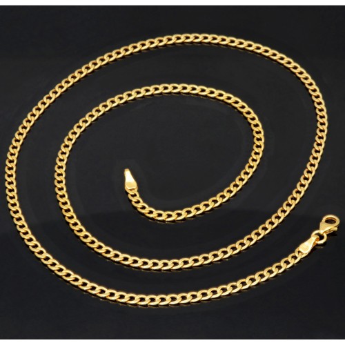 Funkelnde Panzerkette aus hochwertigem Gelbgold (14K, 585 Gold) in ca. 3 mm, 55 cm