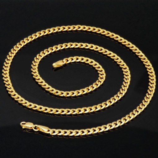 Funkelnde Panzerkette aus hochwertigem 585 /14k Gold  (ca. 4mm breit und 60cm lang)