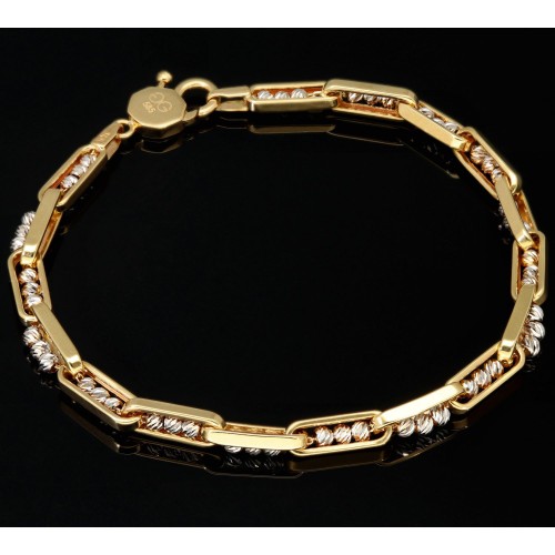 Bicolor-Ankerarmband in außergewöhnlichem Design aus hochwertigem 14K 585 Gold (Weißgold und Gelbgold)  ca. 20cm Länge, ca. 4mm Breite