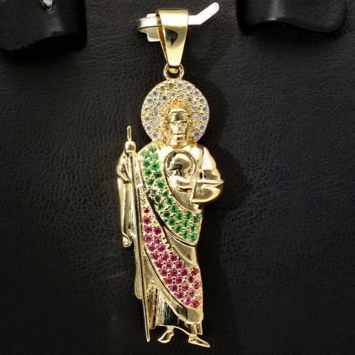 Funkelnder Jesus Christus-Anhänger aus hochwertigem 14k / 585 Gold (Gelbgold)  mit Zirkoniabesatz