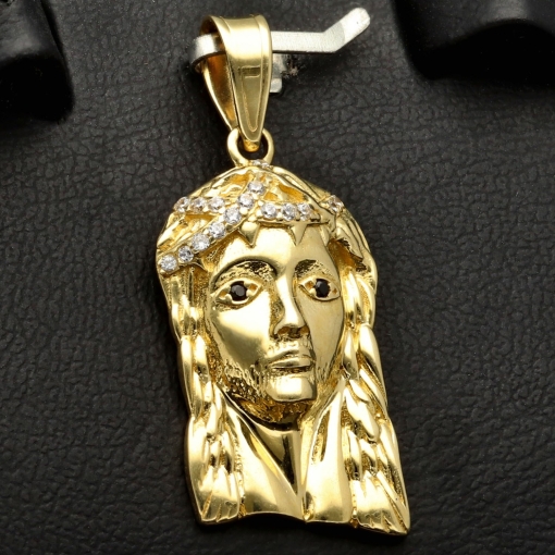 Filigraner Jesus Christus-Anhänger aus hochwertigem Gold aus 14k / 585 Gelbgold mit Zirkoniabesatz