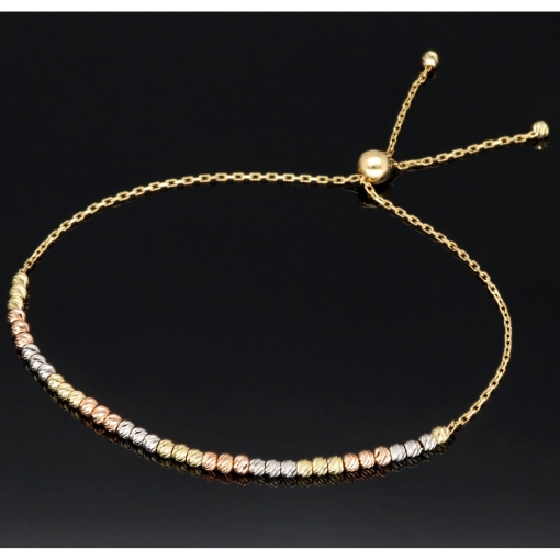 Längenverstellbares Tricolor - Armband aus 585 14K Gold (Gelbgold, Weißgold und Roségold) in ca. bis zu 12-23 cm Länge