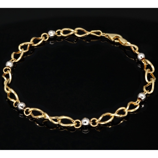 Stilvolles Damen - Armband aus hochwertigem 585 / 14k Bicolor Gold (Gelbgold und Weißgold) ca. 21cm lang