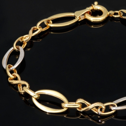 Stilvolles Armband aus 14K/585 Bicolor Gold in modernem Design in ca. 20,5 cm Länge