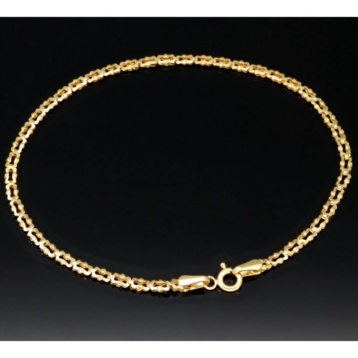 Stilvolles Gold-Armband aus hochwertigem 14K 585 Gelbgold mit feinem Muster in ca. 20cm Länge, 2,3mm Breite