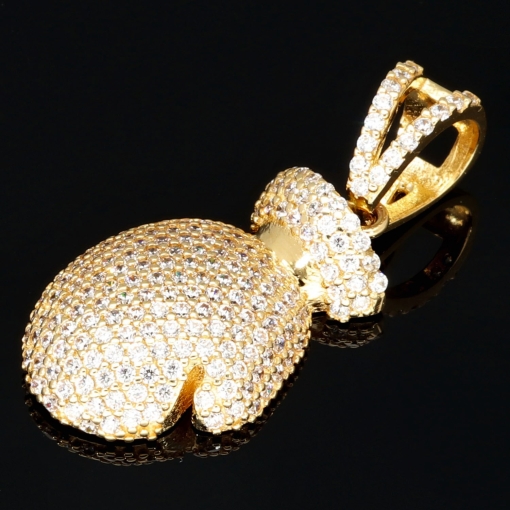 Glitzernder Boxhandschuh-Anhänger aus qualitätsvollem 14K/585 Gold mit Zirkonia