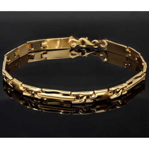 Nobles Armband aus edlem 14K 585 Gold (ca. 21cm Länge, 6mm Breite) mit stilvollem Design, poliert und mattiert