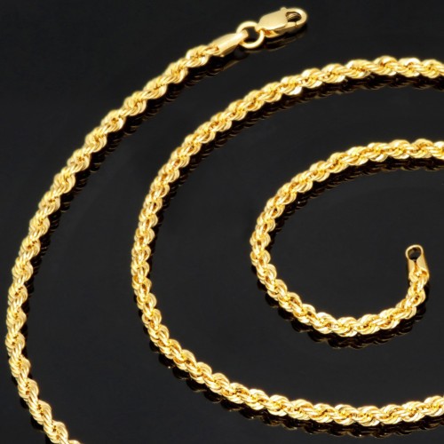 Hochwertig produzierte Kordelkette in ca. 50cm Länge aus funkelndem 585er Gold 14k  ca. 2,5 mm Breite