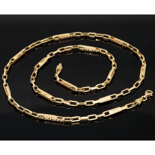 Trendige Ankerkette im Greco-Stil aus edlem Gold (14k 585 Gelbgold)- ca. 60cm lang, 3mm breit