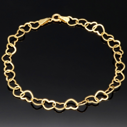 Herz-Armband aus glänzendem, qualitätsvollem 750 18K Gold für Damen (ca. 19 cm Länge)