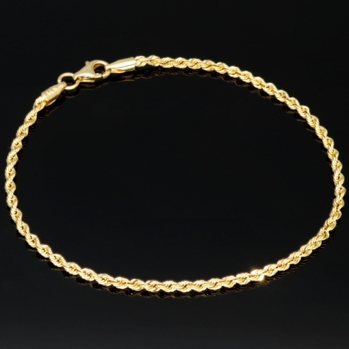 Twist-Armband / Kordelarmband aus edlem 585 14k Gold, ca. 2mm breit, 18cm lang