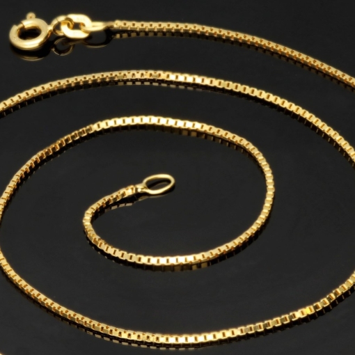 Edle Venezianerkette aus exquisitem Gelbgold (585 14k Gold) für Damen (45cm Länge, ca. 1mm) mit FBM-Stempel