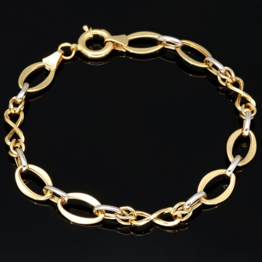 Edles Armband in zeitlosem Design aus hochwertigem 14K 585er Bicolor Gold (Gelbgold und Weißgold) ca. 20 cm Länge