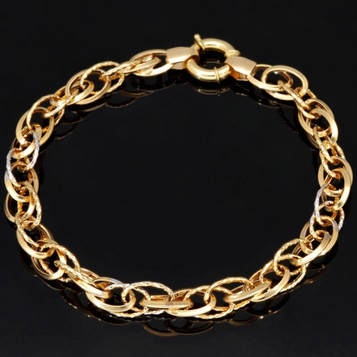 Zeitloses Bicolor Armband mit aus edlem 14K 585 Gold (Gelbgold und Weißgold) ca. 20cm