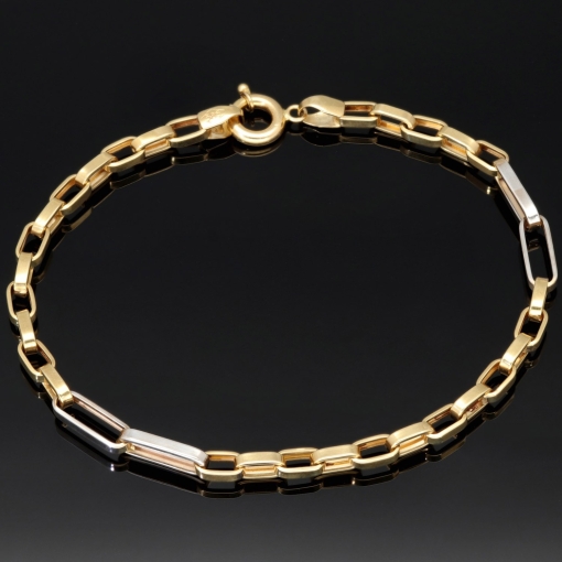 Edles Bicolor - Ankerarmband aus hochwertigem 14K 585er Weiß- und Gelbgold (ca. 20 cm Länge)