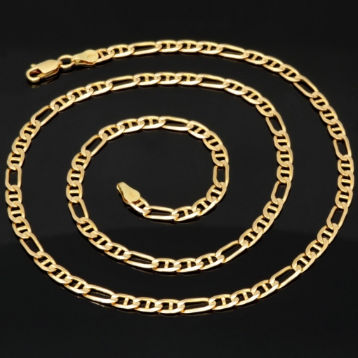 Funkelnde Goldkette - Mix aus Figaro- und Stäbchenpanzerkette aus edlem 585 / 14K Gelbgold- ca. 52 cm lang, ca. 4mm