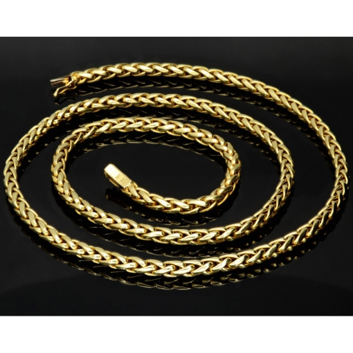 Prunkvolle XXL Zopfkette aus massivem Gelbgold (14K, 585 Gold) in ca. 70cm, 5mm (ca. 55,2g)