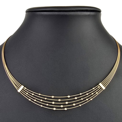 Funkelndes Collier für Damen aus hochwertigem 585 14K Gold in elegantem Design (Länge ca. 44 - 45 cm)