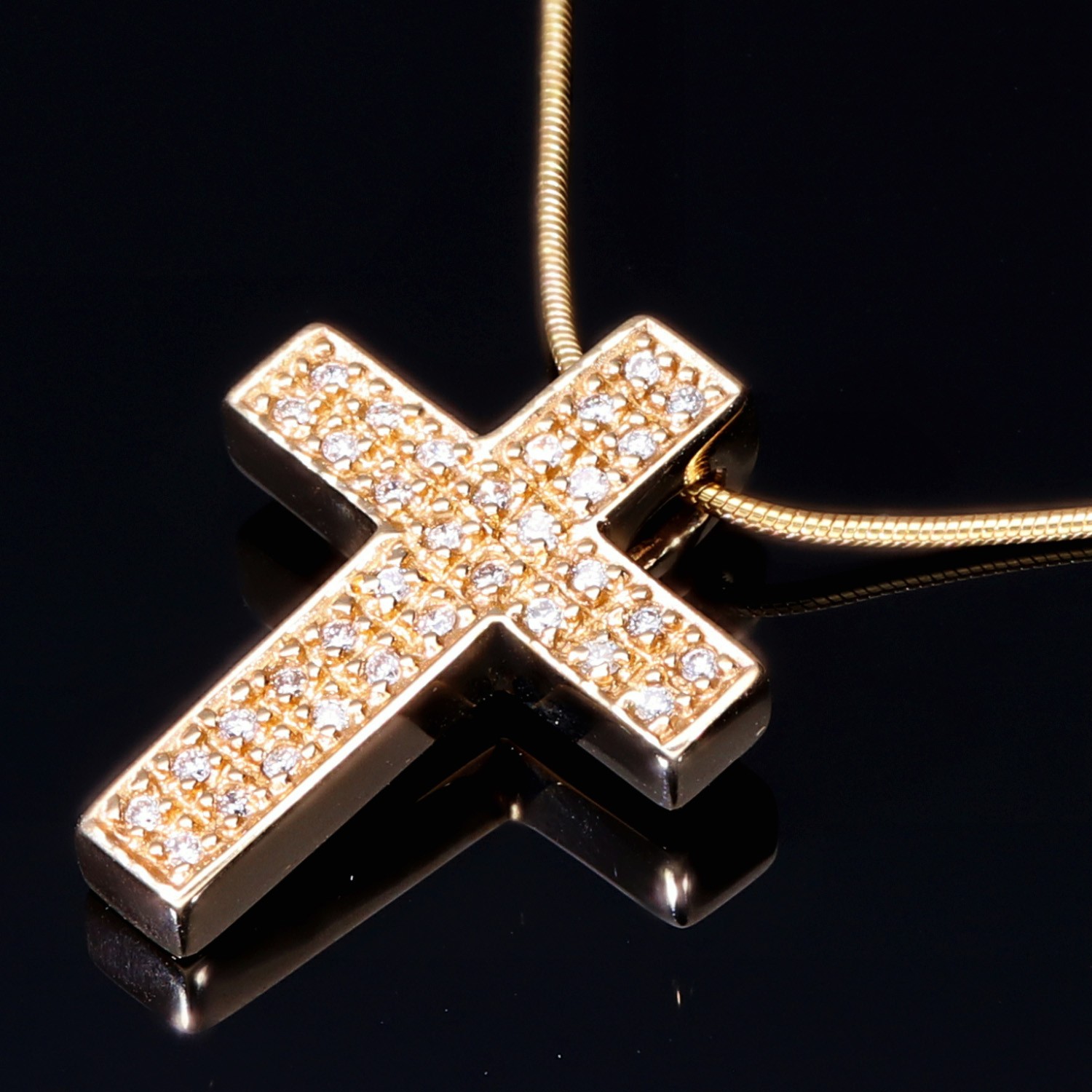 und Gold Halskette 585 Zirkonia 14K in sensburg-aurum mit - Kreuz