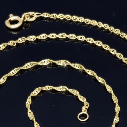 Diamantierte Singapurkette aus glänzendem 585 / 14k Gold in ca. 60cm, 1,7mm
