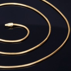 Feine Schlangenkette für Damen aus glänzendem 585er (14k) Gold in ca. 55cm und ca. 1 mm