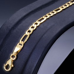 Edles Figaro Armband in hochwertigem 585 14k Gold, ca. 2,5mm breit, 20cm lang