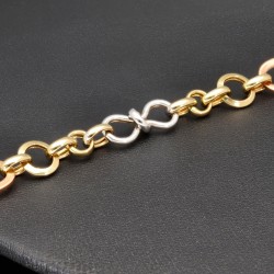 Gold-Armband für Damen aus hochwertigem 585er (14k) Tricolor Gelbgold, Roségold und Weißgold ca. 20cm lang