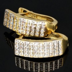 Bling Bling Ohrringe mit funkelnden Zirkonia und englischem Verschluss aus massivem Bicolor 585er 14K Gold