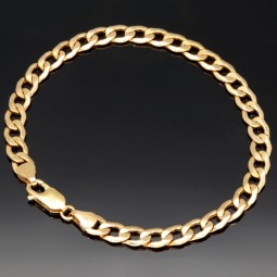 Glänzendes Panzerarmband aus edlem 375er 9K Gold in 6mm Stärke, ca. 21,5cm Länge