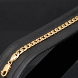 Glänzendes Panzerarmband aus edlem 375er 9K Gold in 6mm Stärke, ca. 21,5cm Länge