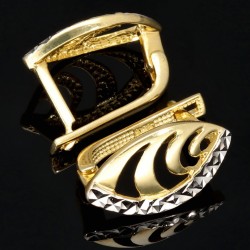 Ohrringe in kunstvollem Design mit englischem Verschluss aus massivem Bicolor 585er 14K Gold