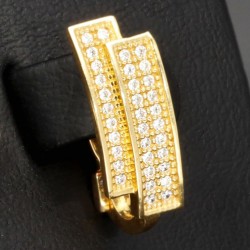 Massive Ohrringe mit Bling Bling Effekt, besetzt mit funkelnden Zirkonia aus exquisitem 585 14K Gold mit englischem Verschluss