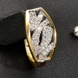 Stylische Ohrringe aus massivem Bicolor 585er 14K Gold mit Zirkonia mit englischem Verschluss (Weißgold und Gelbgold)