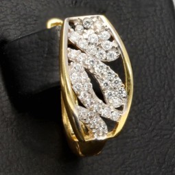 Stylische Ohrringe aus massivem Bicolor 585er 14K Gold mit Zirkonia mit englischem Verschluss (Weißgold und Gelbgold)