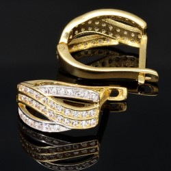 Massive Ohrringe in Bicolor Design mit Zirkoniasteinen besetzt aus 14K / 585 Gold