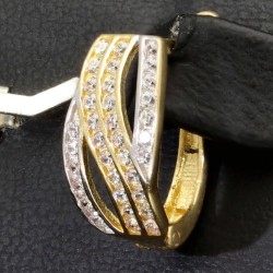 Massive Ohrringe in Bicolor Design mit Zirkoniasteinen besetzt aus 14K / 585 Gold