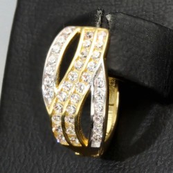 Massive Ohrringe in Bicolor Design mit Zirkoniasteinen besetzt aus 14K / 585 Gold