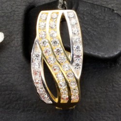 Massive Ohrringe in Bicolor Design mit Zirkoniasteinen besetzt aus 14K / 585 Gold