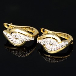 Exquisite Ohrringe mit Zirkoniabesatz und englischem Verschluss aus massivem 585er 14K Gold