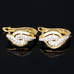 Exquisite Ohrringe mit Zirkoniabesatz und englischem Verschluss aus massivem 585er 14K Gold