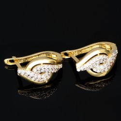 Exquisite Ohrringe mit Zirkoniabesatz und englischem Verschluss aus massivem 585er 14K Gold