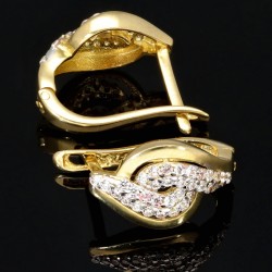 Exquisite Ohrringe mit Zirkoniabesatz und englischem Verschluss aus massivem 585er 14K Gold