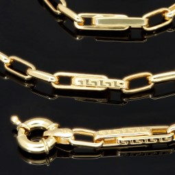 Exquisite Ankerkette im Greco-Stil aus funkelndem Gold (14k 585 Gelbgold)- ca. 60cm lang, 3,5 mm breit