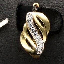 Gold-Ohrringe aus massivem 585er 14K Gelbgold und Nuancen Weißgold mit Zirkonia