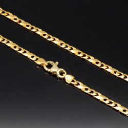 Exquisite, massive Figaro-Panzerkette in außergewöhnlichem Design aus funkelndem 585 / 14K Gold - ca. 50cm lang, ca. 3,5mm