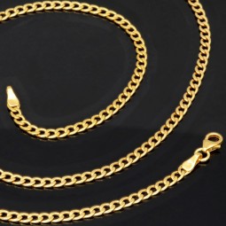 Funkelnde Panzerkette aus hochwertigem Gelbgold (14K, 585 Gold) in ca. 3 mm, 55 cm